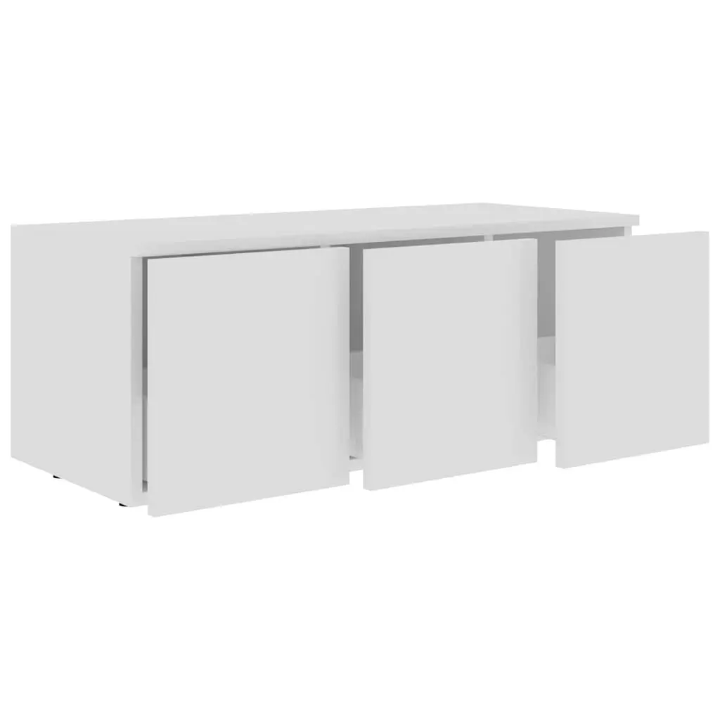 White TV Cabinet 80x34x30 cm with 3 Drawers Storage Unit for Living Room