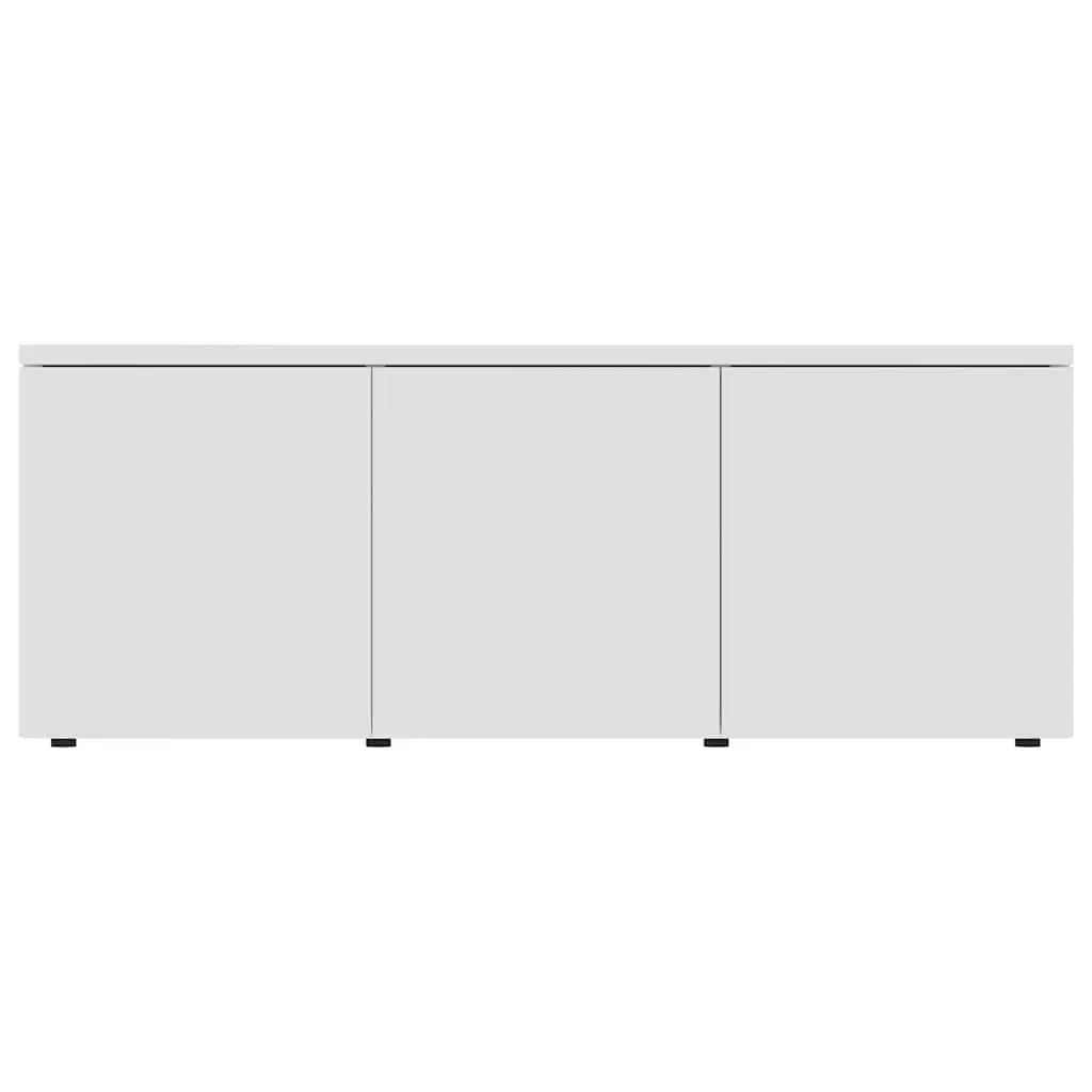 White TV Cabinet 80x34x30 cm with 3 Drawers Storage Unit for Living Room