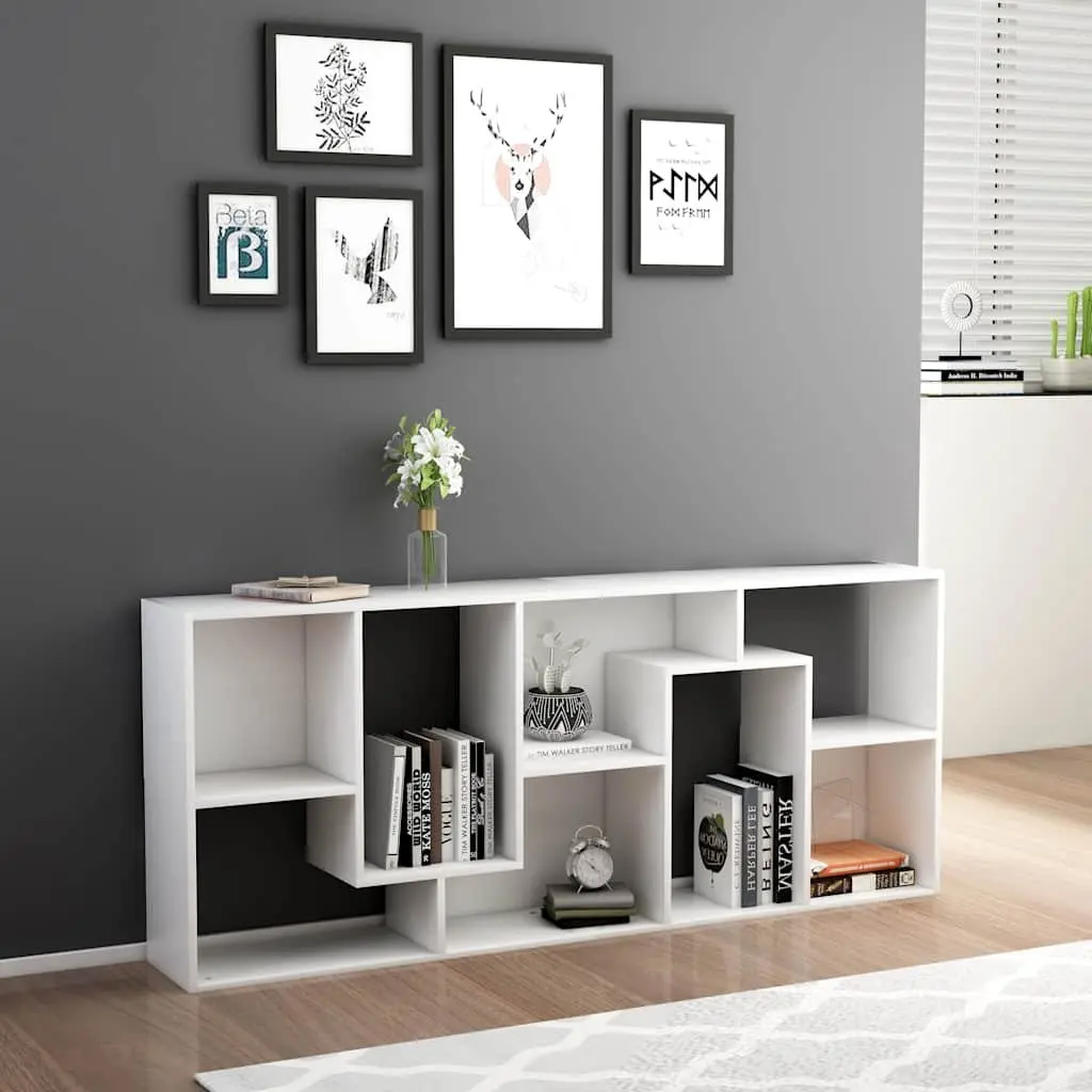 Engineered Wood White Book Cabinet Storage Unit 67x24x161cm with Spacious Compartments
