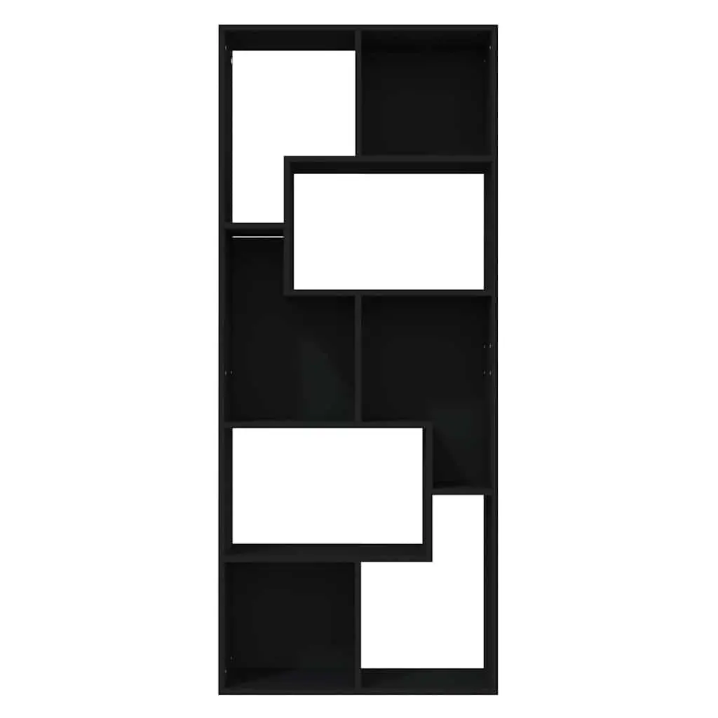 Bookcase Black Engineered Wood 67x24x161cm Multiple Compartments