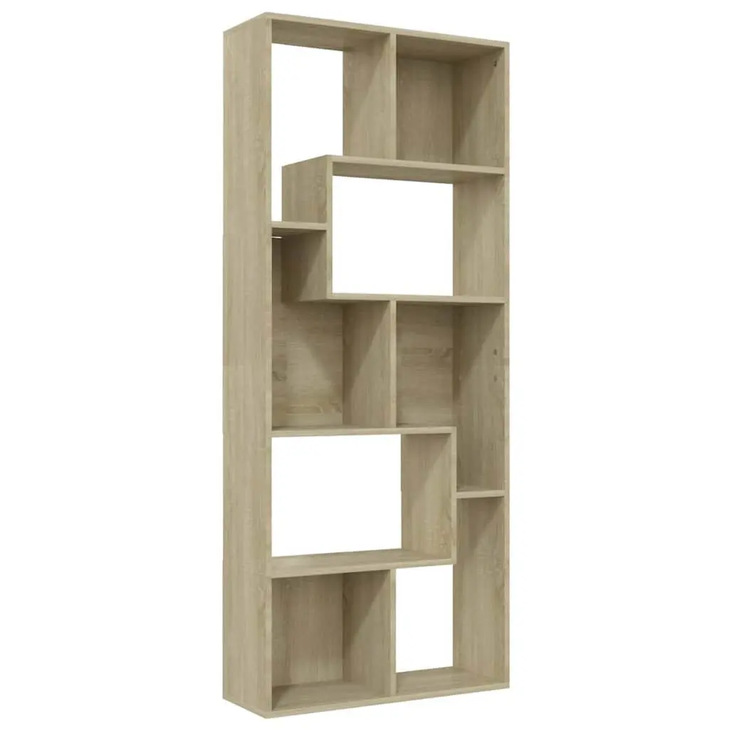 Book Cabinet Brown Sonoma Oak Engineered Wood Bookshelf Storage Shelving Unit