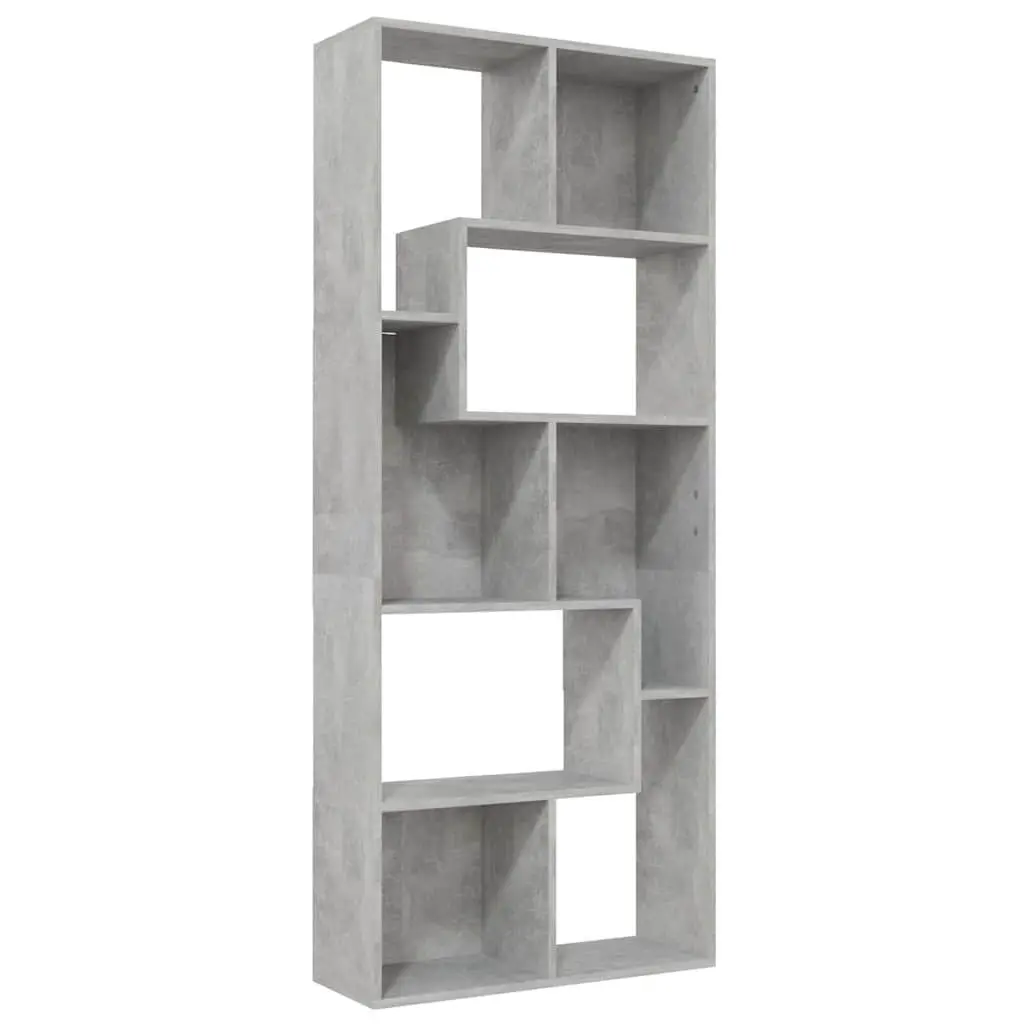 Book Cabinet Grey Engineered Wood 67x24x161cm Multiple Compartments Storage Organizer