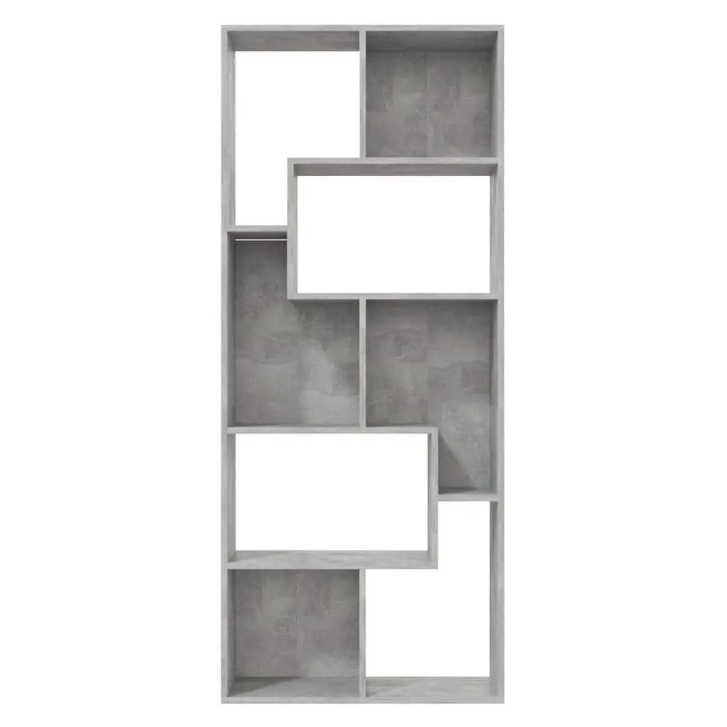 Book Cabinet Grey Engineered Wood 67x24x161cm Multiple Compartments Storage Organizer
