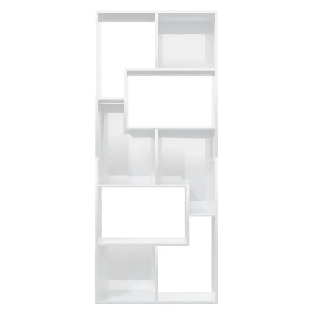Book Cabinet High Gloss White Engineered Wood 67x24x161cm Multiple Compartments