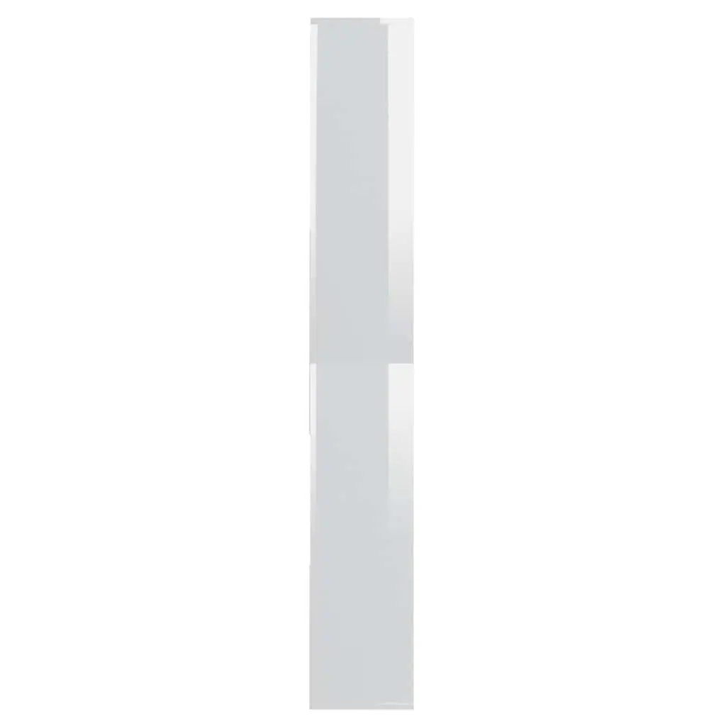 Book Cabinet High Gloss White Engineered Wood 67x24x161cm Multiple Compartments