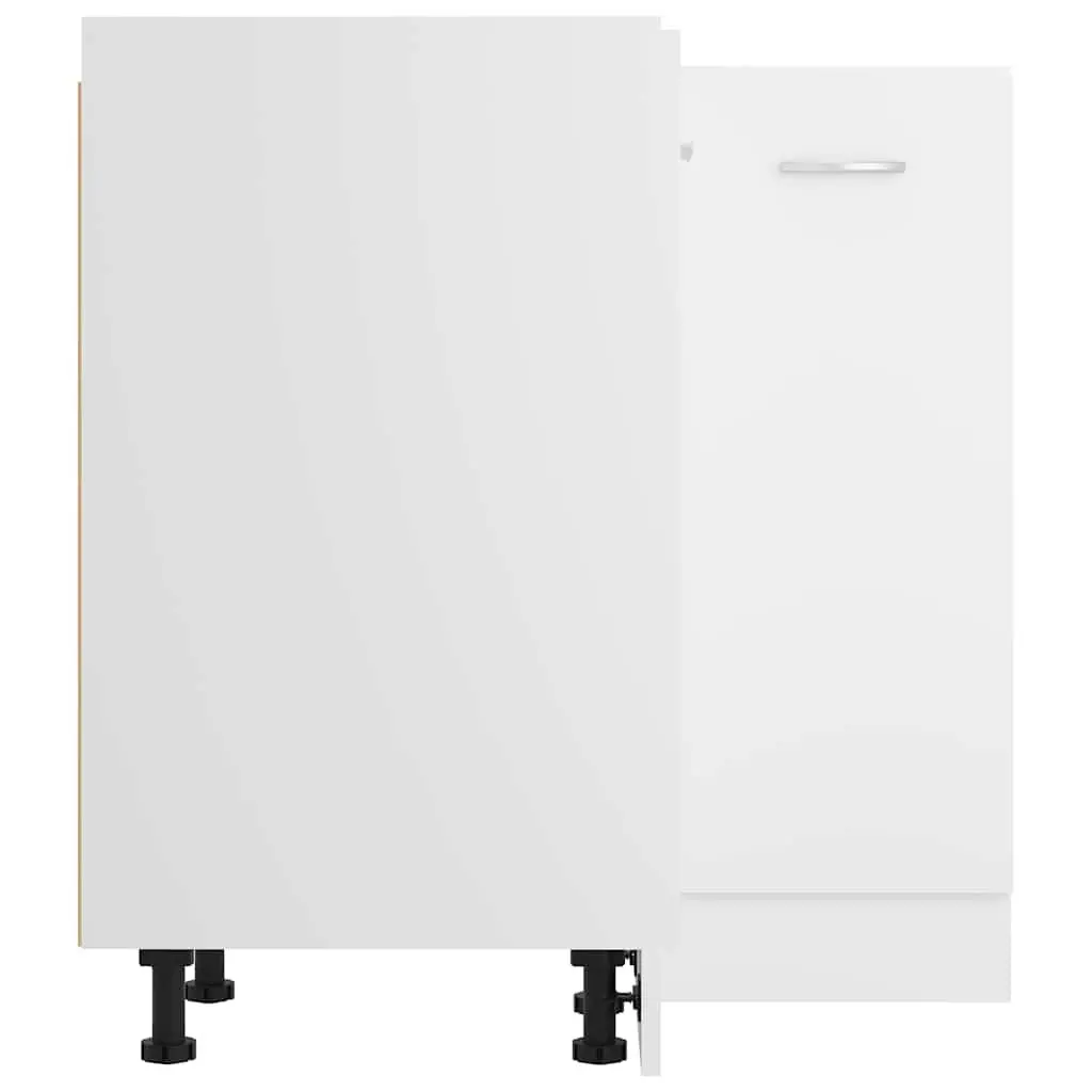 Corner Bottom Cabinet White Engineered Wood 75.5x75.5x81.5cm Two Shelves