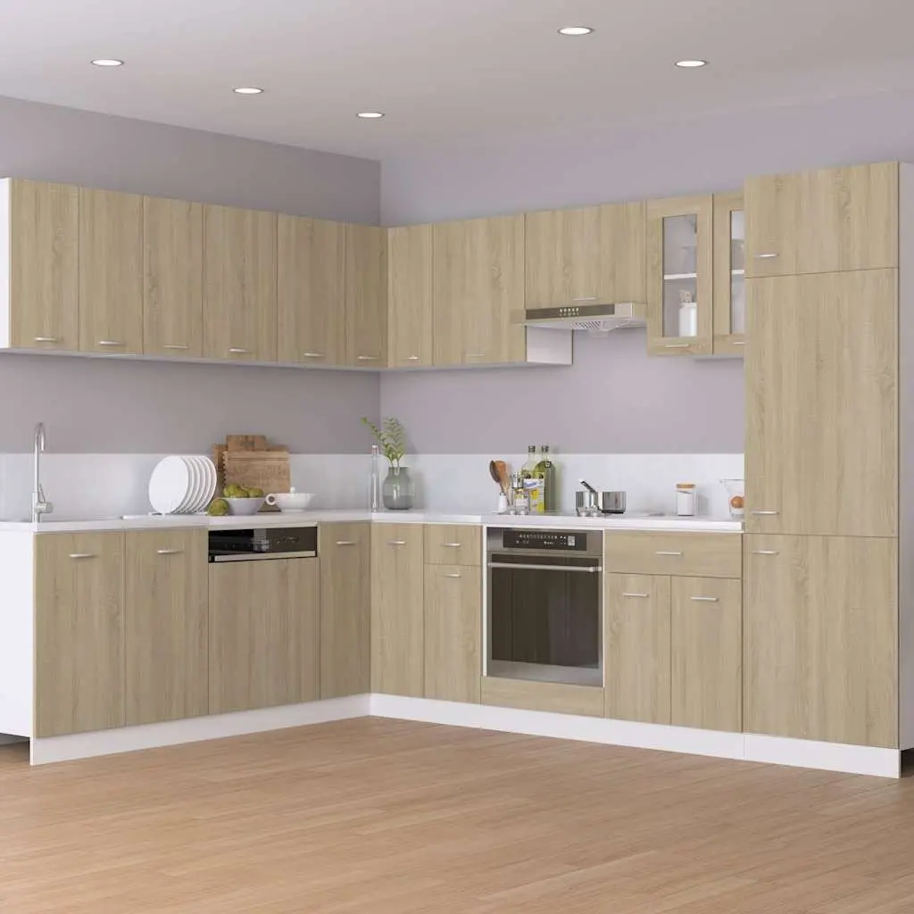 Corner Bottom Cabinet Brown Engineered Wood 75.5x81.5 Two Shelves Two Doors