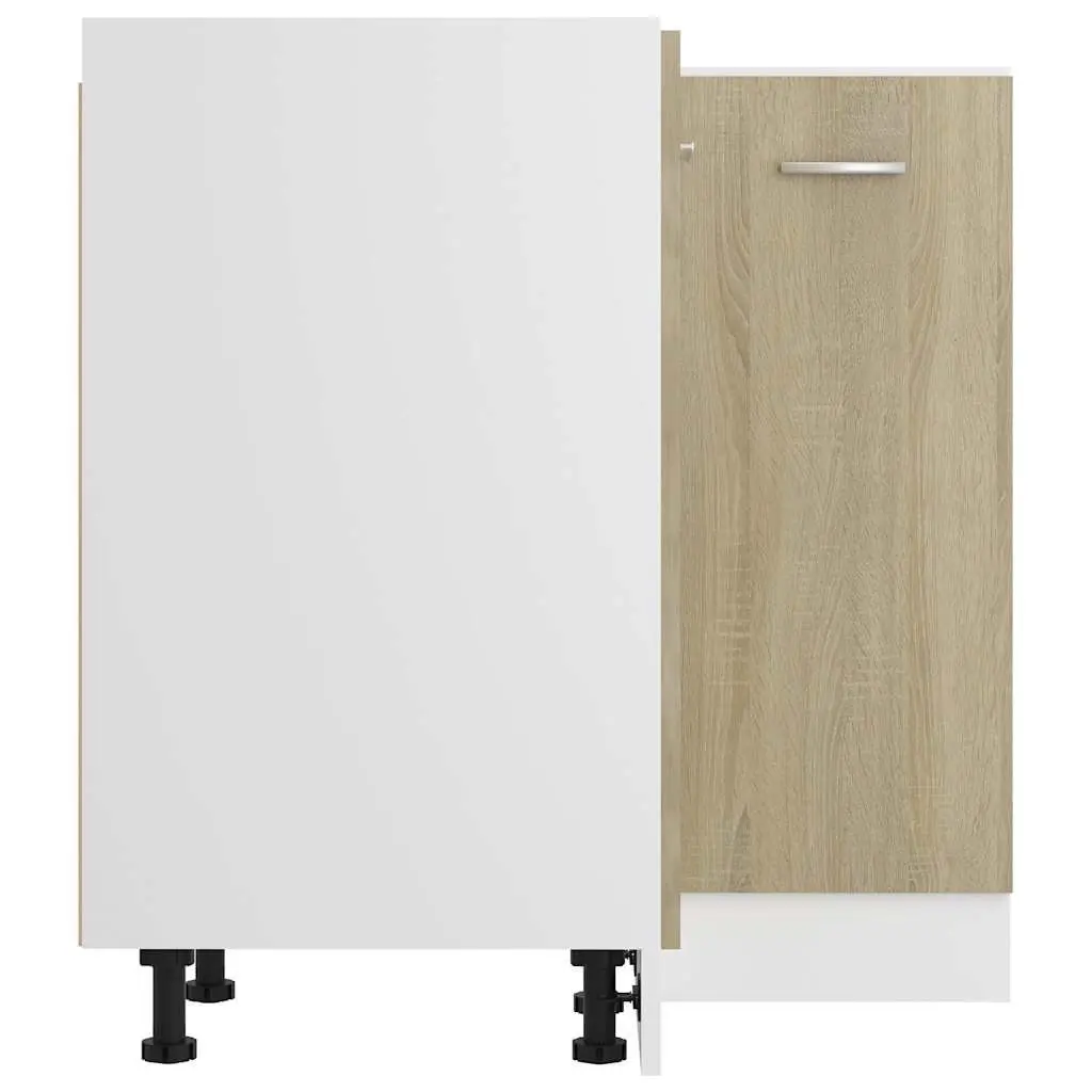 Corner Bottom Cabinet Brown Engineered Wood 75.5x81.5 Two Shelves Two Doors