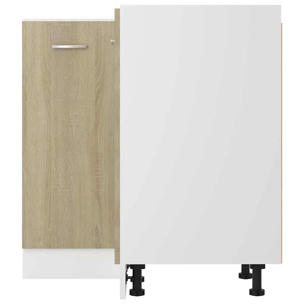Corner Bottom Cabinet Brown Engineered Wood 75.5x81.5 Two Shelves Two Doors