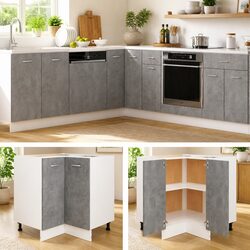 Grey Corner Bottom Kitchen Cabinet: Simple and Strong