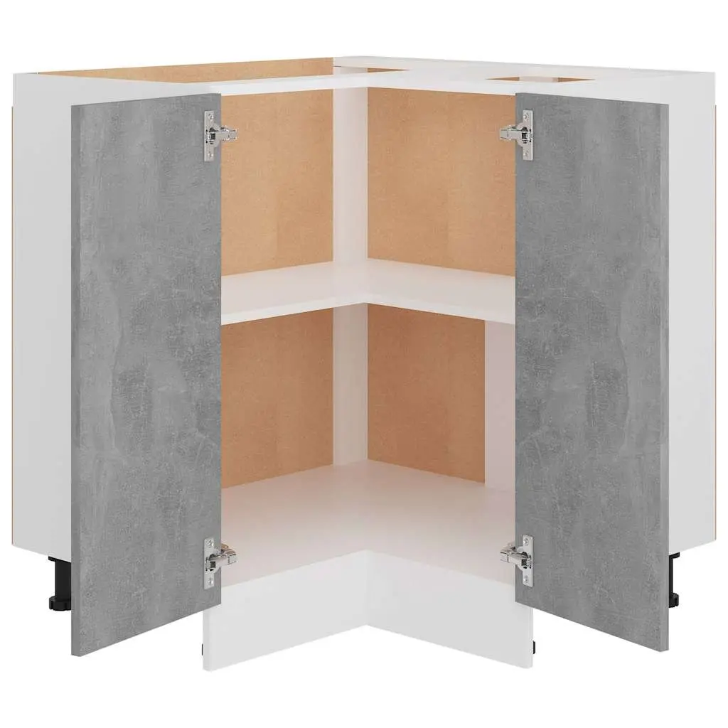 Corner Bottom Kitchen Cabinet Grey 75.5W x 75.5D x 81.5H cm Storage Unit with Two Shelves and Two Doors