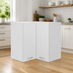 White Corner Kitchen Cabinet with Two Shelves