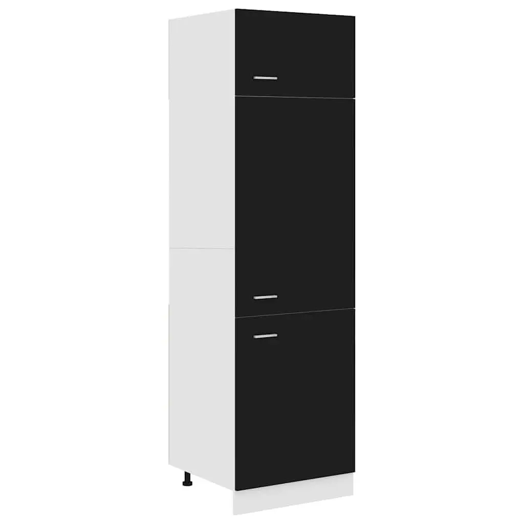 Black Kitchen Storage Cabinet 60x57x207cm Refrigerator Style 3 Doors 4 Shelves
