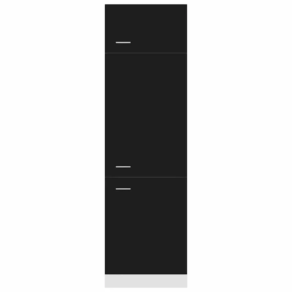 Black Kitchen Storage Cabinet 60x57x207cm Refrigerator Style 3 Doors 4 Shelves