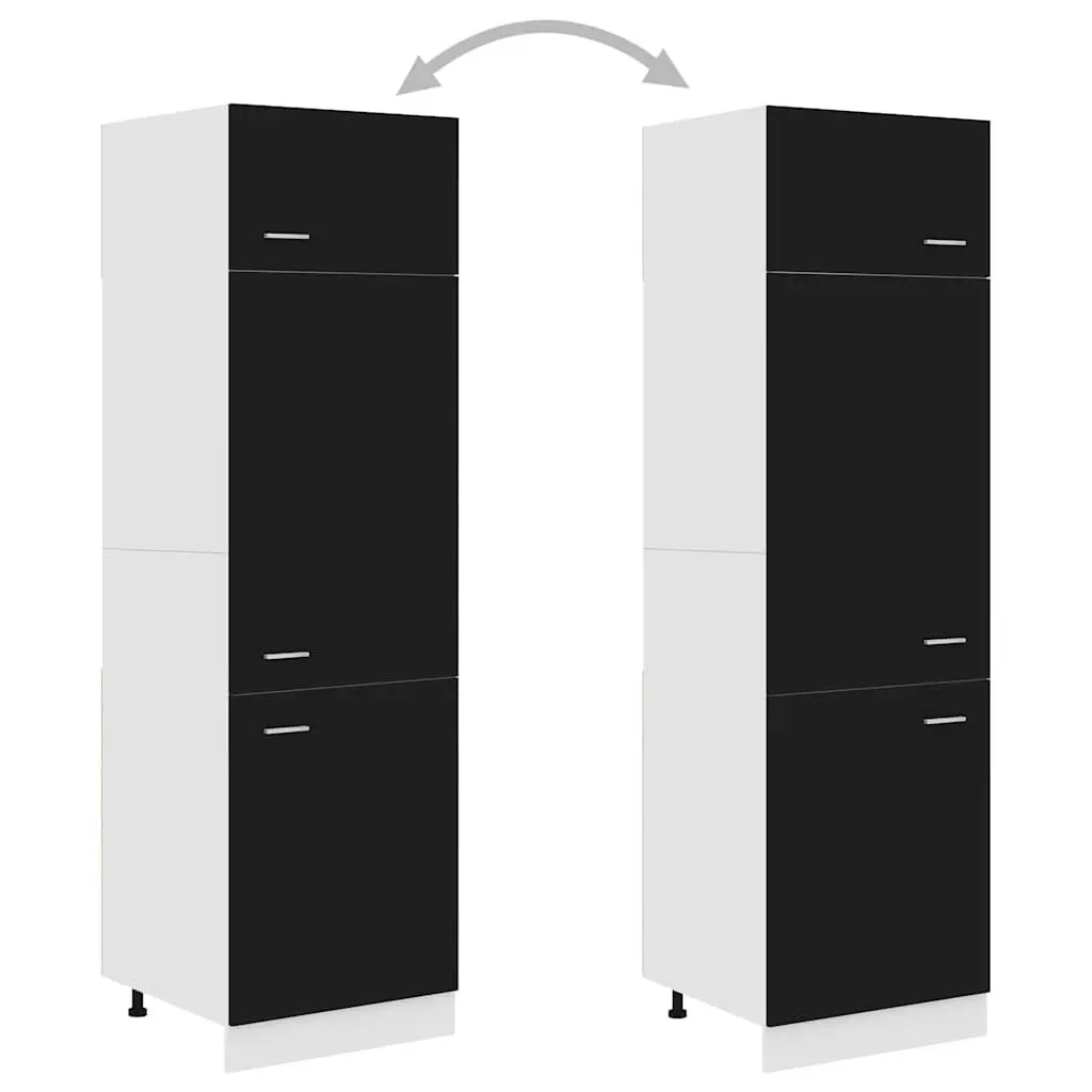 Black Kitchen Storage Cabinet 60x57x207cm Refrigerator Style 3 Doors 4 Shelves