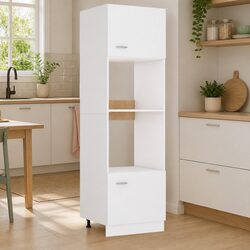 White Microwave Cabinet with 4 Storage Shelves
