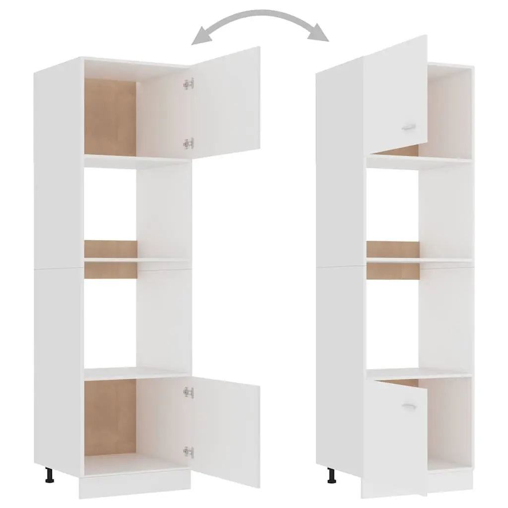 Microwave Storage Cupboard White 60x57x207cm 4 Shelves 2 Doors Durable Kitchen Cabinet