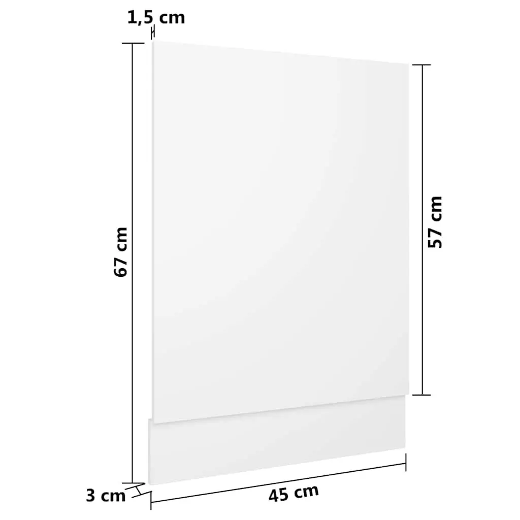 Dishwasher Panel White 45cm x 3cm x 67cm Engineered Wood Clean Finish Kitchen Cabinet Cover