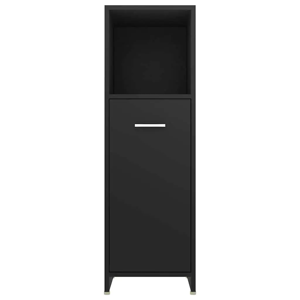 Bathroom Cabinet Black 30x30x95 cm 3 Compartments 1 Door