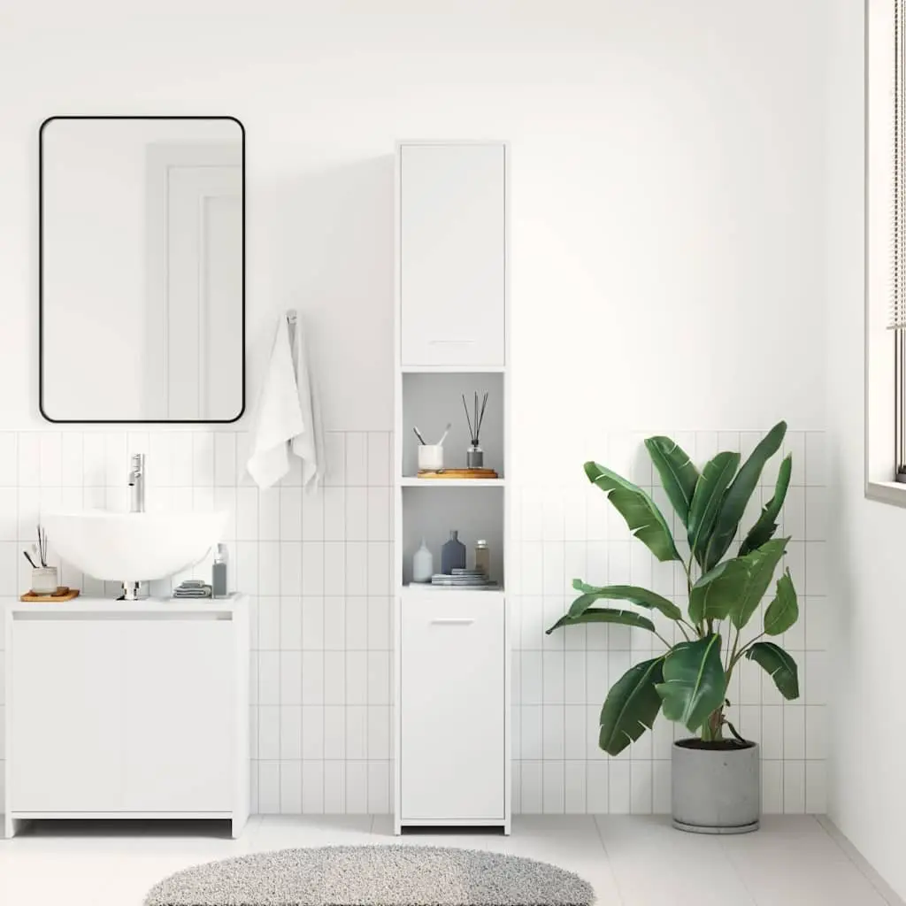 White Bathroom Cabinet 30x30x183.5 cm with Storage Options