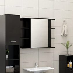 Concise Storage: Black Wall-Mounted Mirror Cabinet