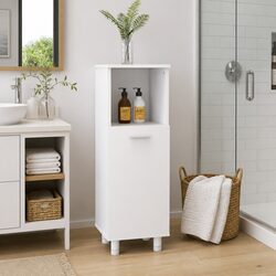 Compact White Bathroom Cabinet with 3 Storage Sections