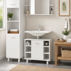 White Bathroom Cabinet with 7 Storage Options
