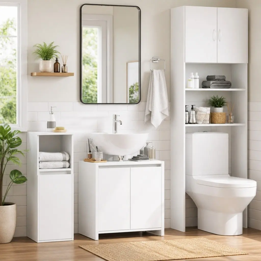 Bathroom Cabinet White 60x33x61 cm Engineered Wood 2 Door