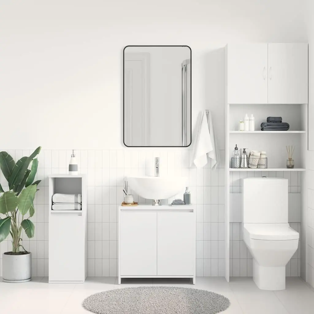 Bathroom Cabinet White 60x33x61 cm Engineered Wood 2 Door