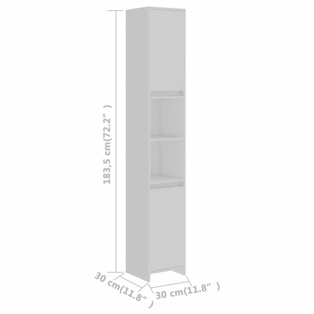 White Bathroom Cabinet Engineered Wood Storage Unit with 6 Compartments and 2 Doors for Organized Essentials