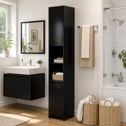Compact Black Bathroom Cabinet for Optimal Organization