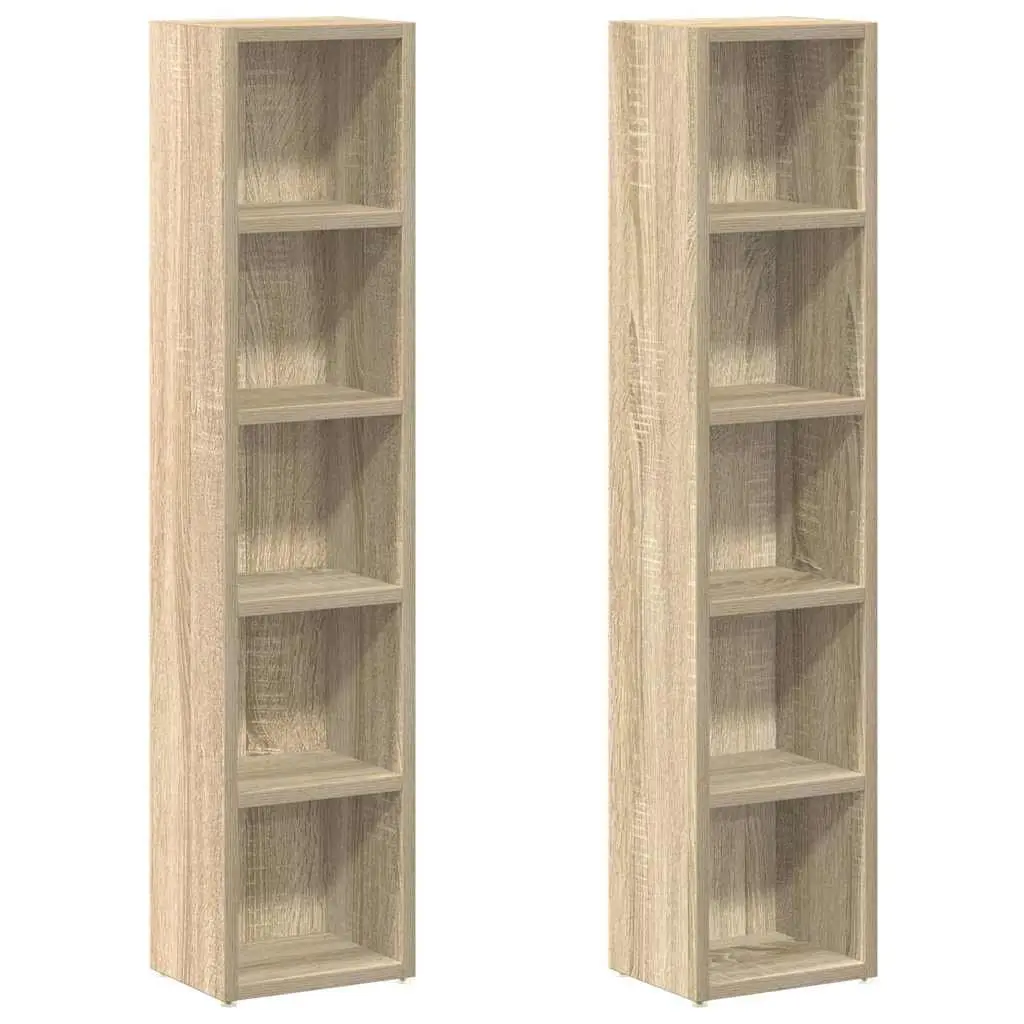 CD Cabinets Sonoma Oak Tall Slim Media Storage Rack 2 Piece