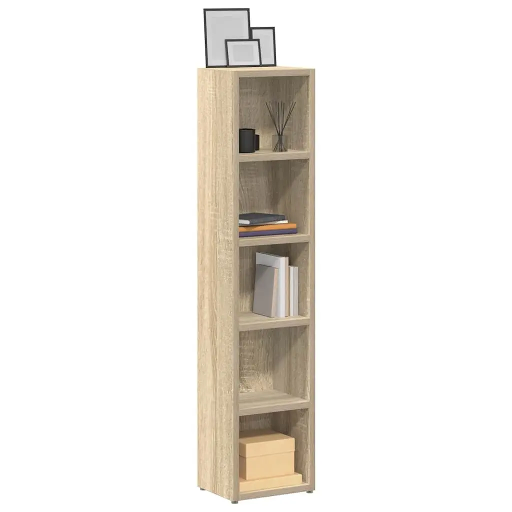 CD Cabinets Sonoma Oak Tall Slim Media Storage Rack 2 Piece
