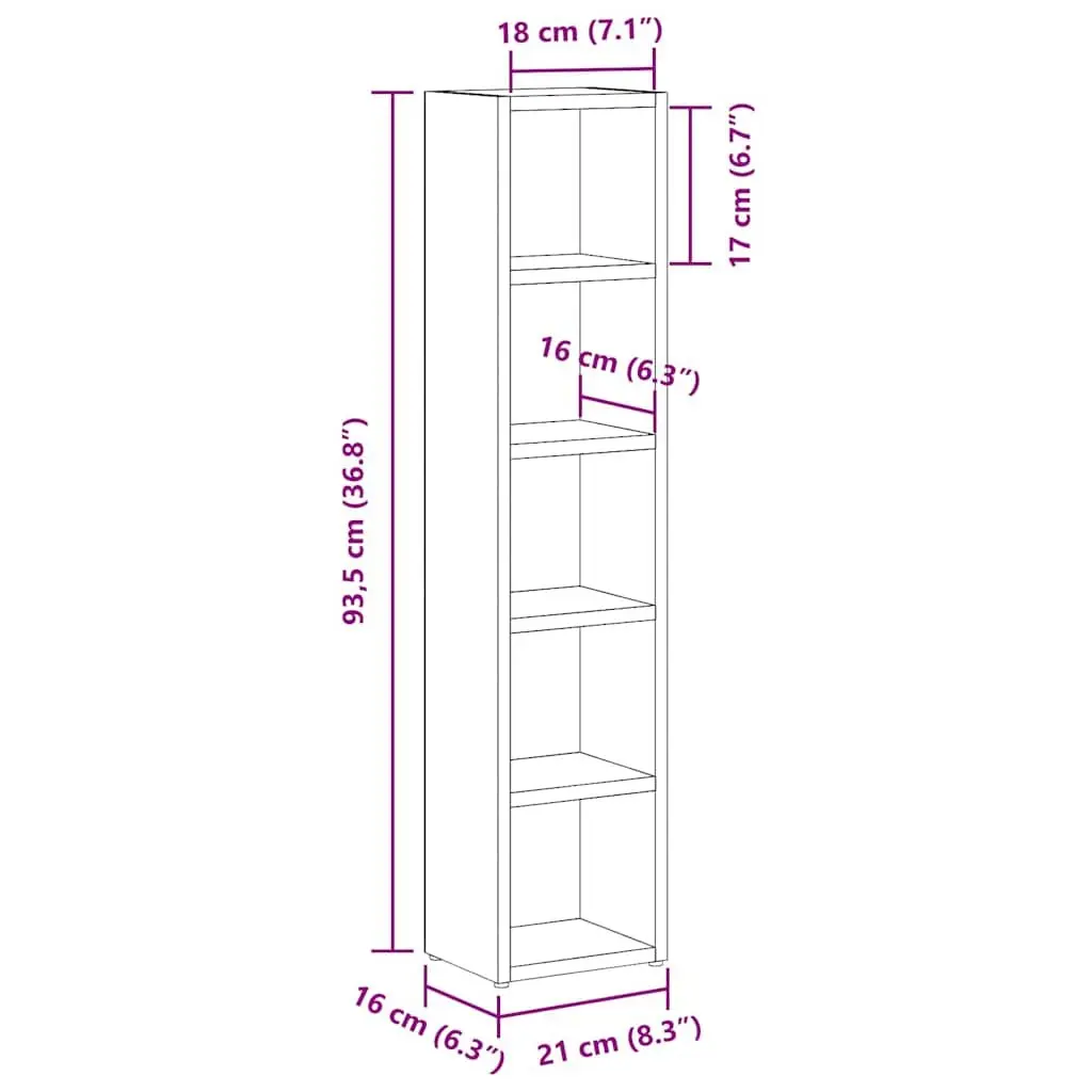 CD Storage Cabinet Grey 21x16x93.5cm Media Organizer Shelving Unit 5