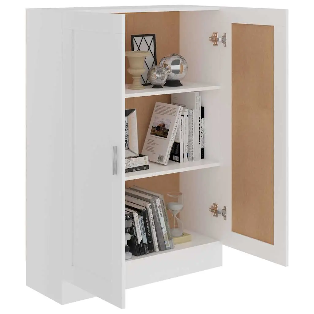 White Book Cabinet Storage Shelving Unit with Doors and Compartments 82.5 x 30.5 x 115 cm