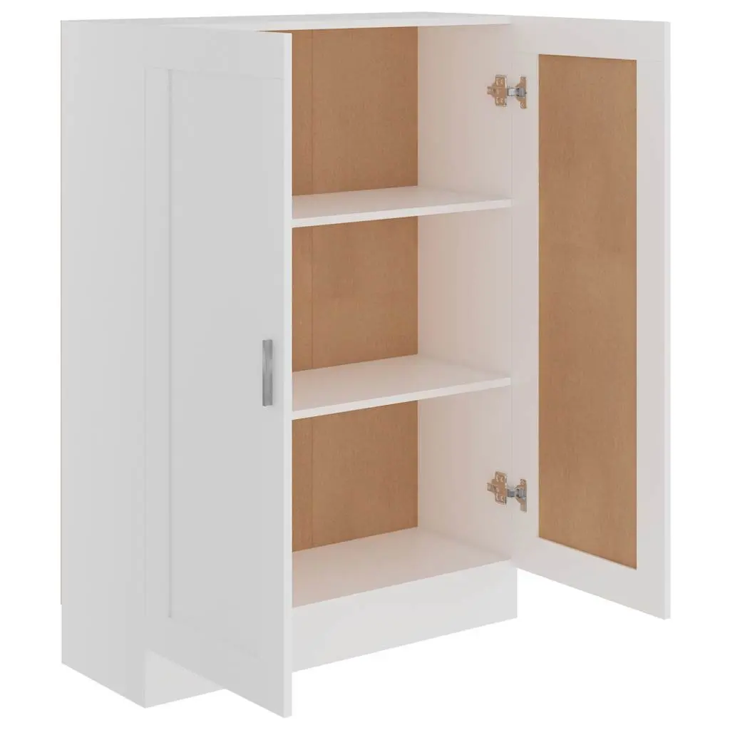 White Book Cabinet Storage Shelving Unit with Doors and Compartments 82.5 x 30.5 x 115 cm