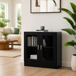 Compact Black Display Cabinet with Spacious Design