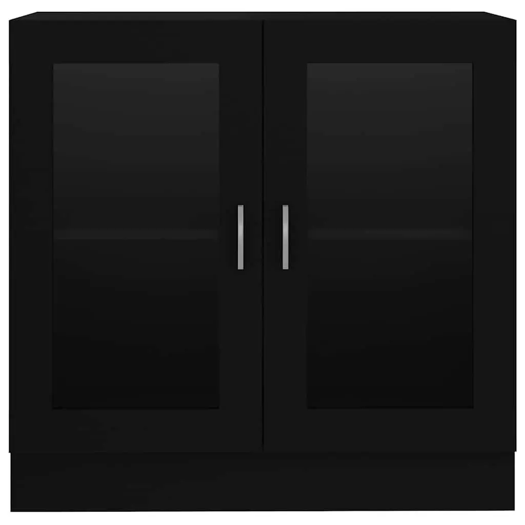 Display Cabinet Engineered Wood Black 82.5x30.5x80cm Storage Unit with 2 Doors for Books and Decorative Items