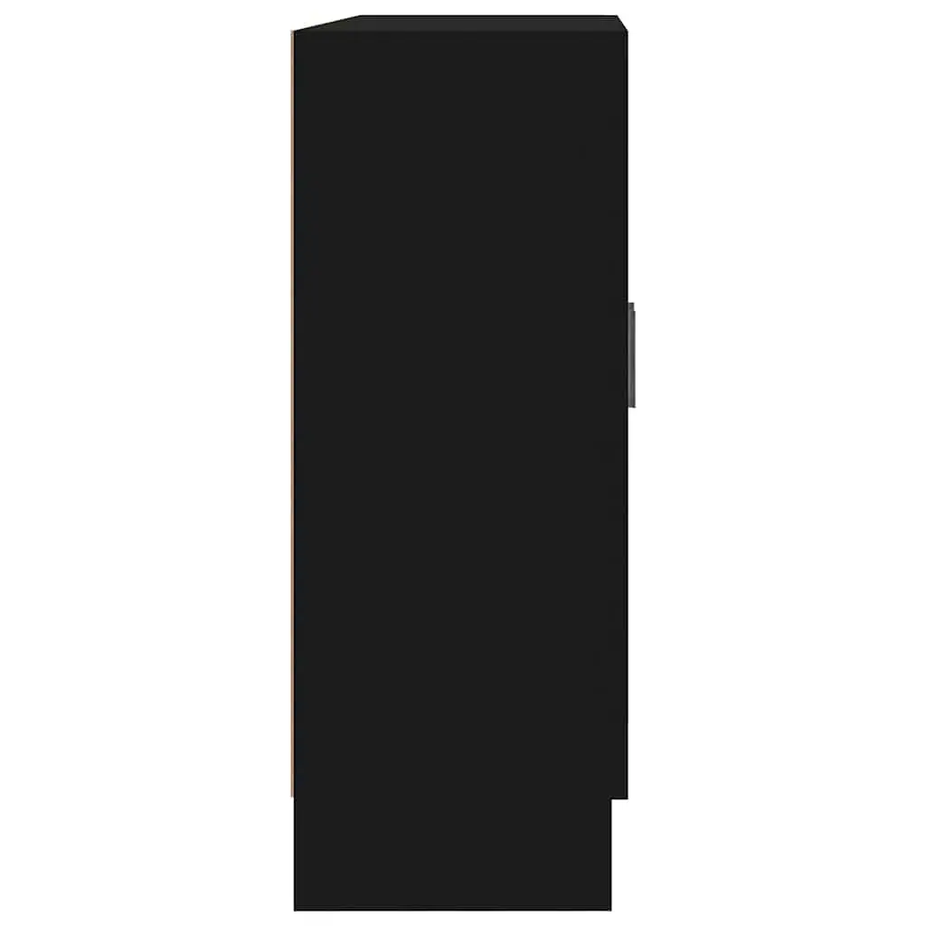 Display Cabinet Engineered Wood Black 82.5x30.5x80cm Storage Unit with 2 Doors for Books and Decorative Items