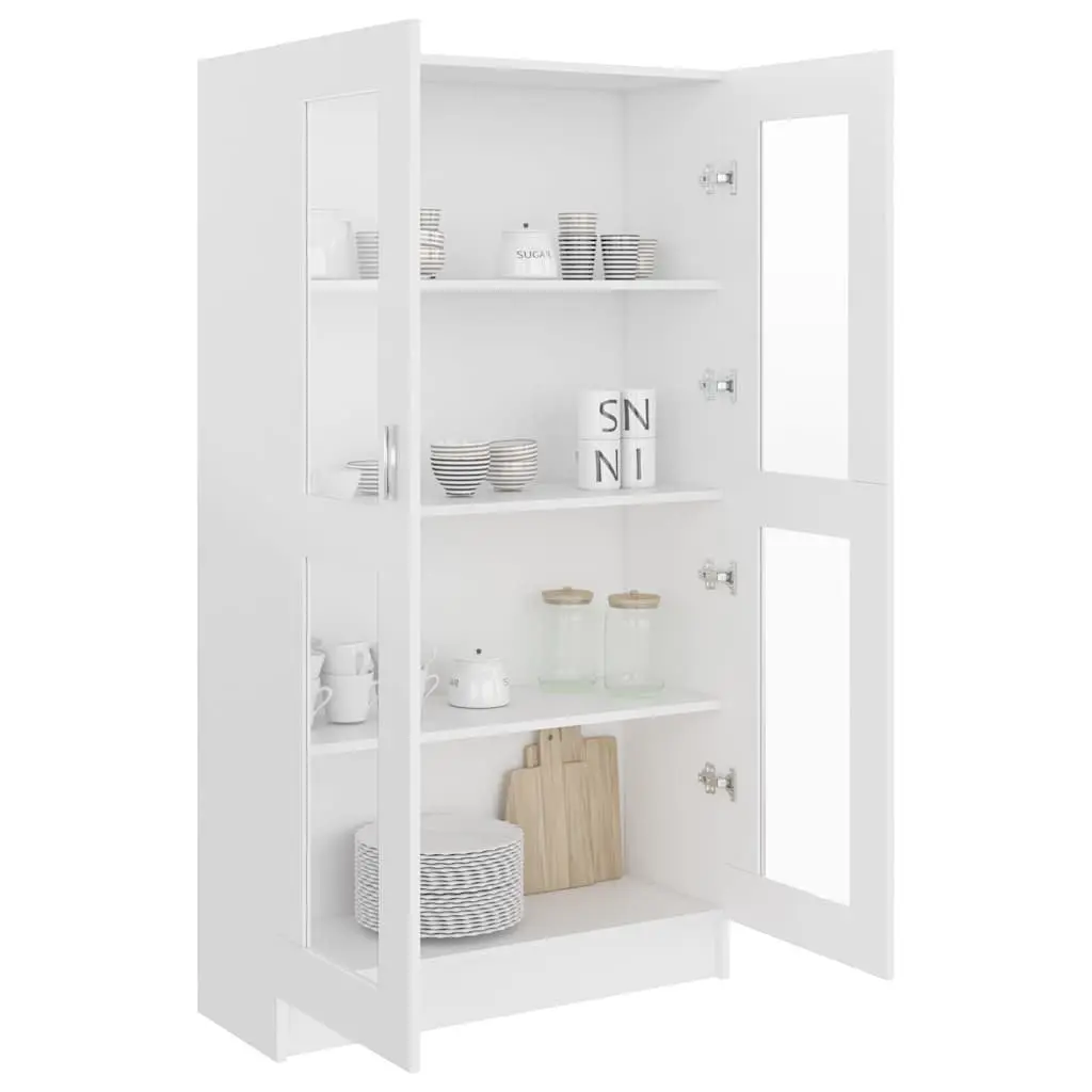 Vitrine Cabinet White 82.5x30.5x150cm 4 Compartments 2 Doors