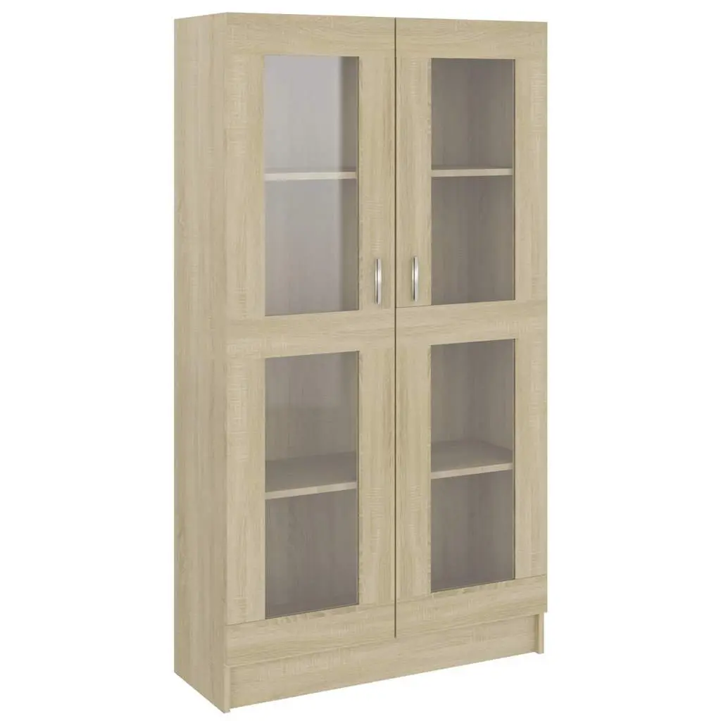Display Cabinet Brown Engineered Wood 82.5x30.5x150cm 4 Compartments 2 Doors for Storage and Display