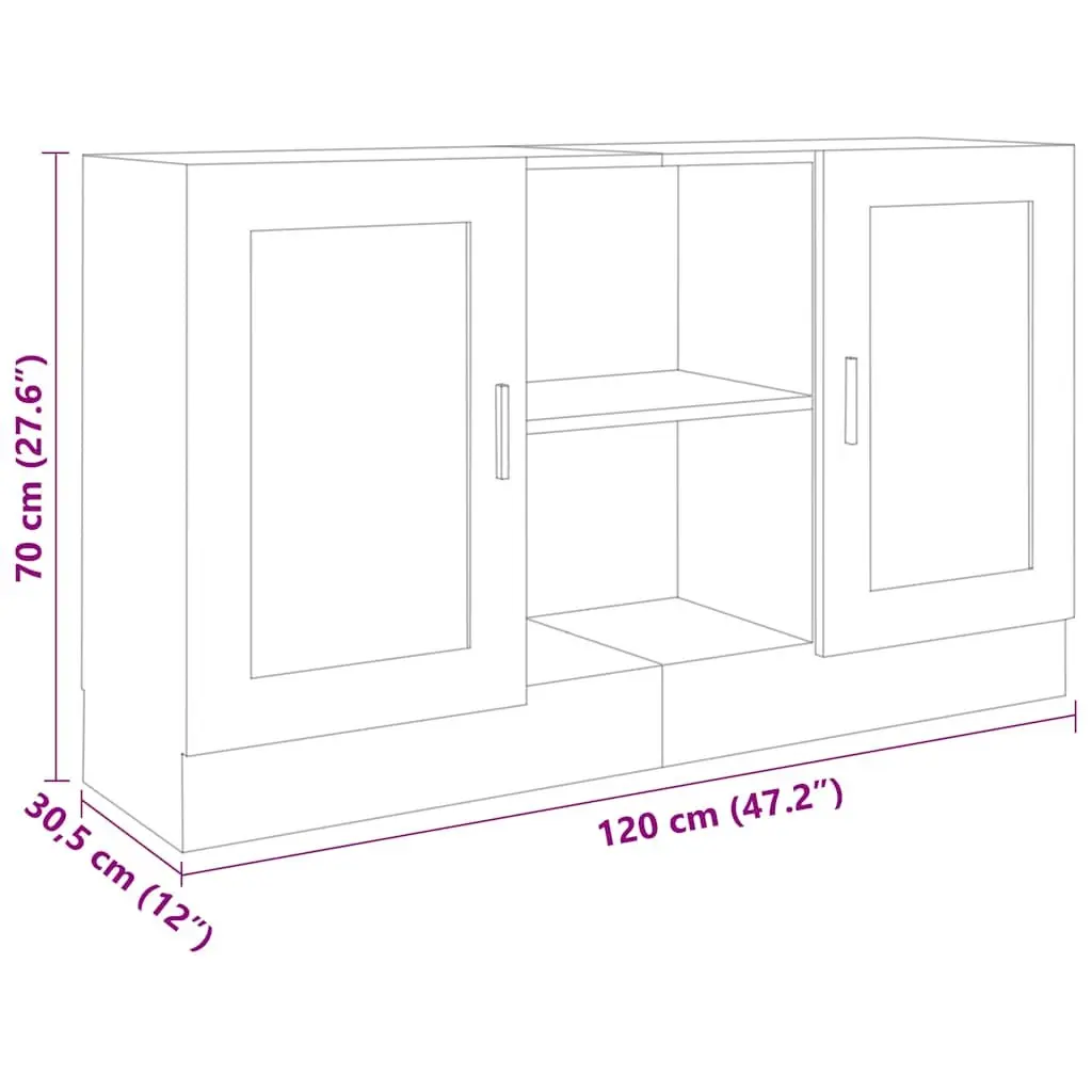 Sideboard White 120cm 2 Doors 2 Compartments Engineered Wood