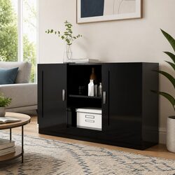 Compact Black Sideboard Cabinet with Ample Storage