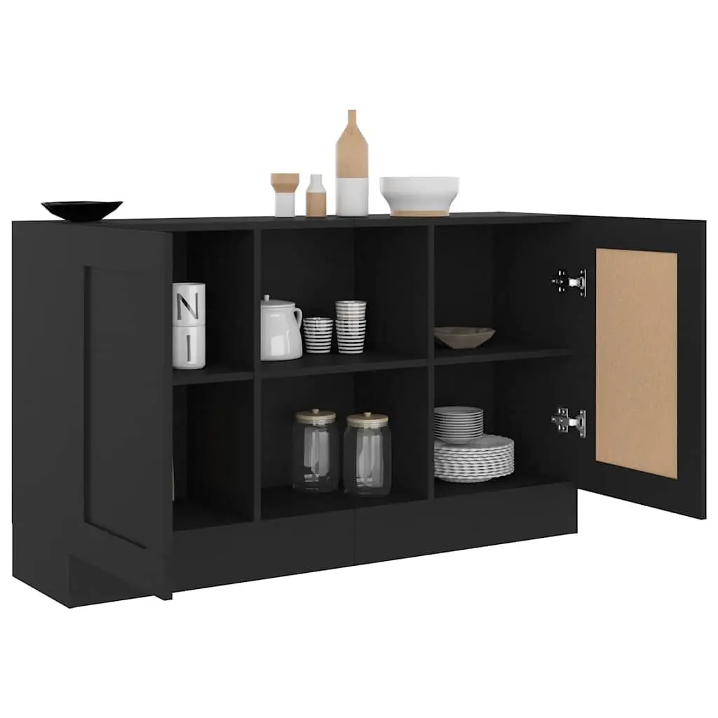 Sideboard Storage Cabinet Black 120x30.5x70cm 2 Door 2 Compartment Engineered Wood