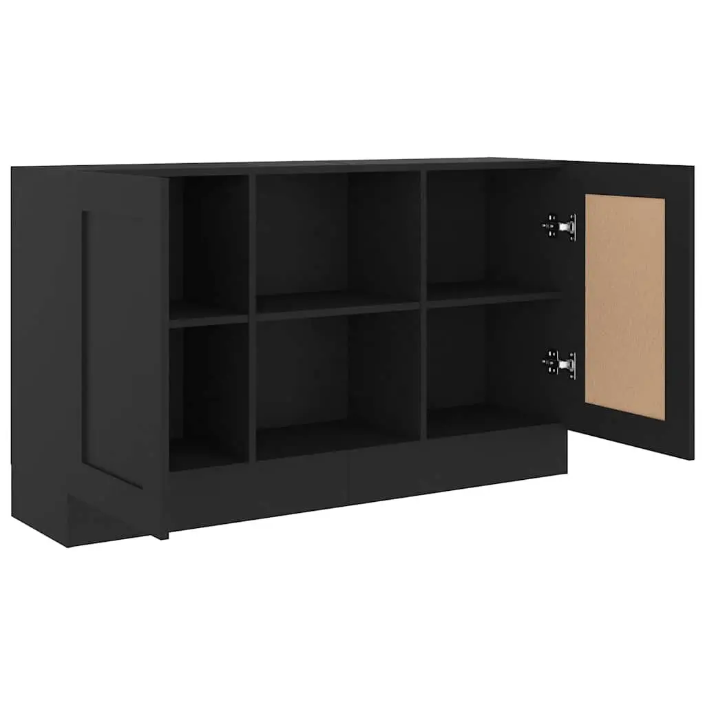 Sideboard Storage Cabinet Black 120x30.5x70cm 2 Door 2 Compartment Engineered Wood
