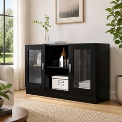 Compact Black Vitrine Cabinet for Display and Storage