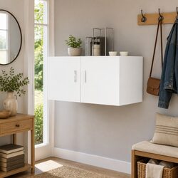 Wall Mounted Cabinet 80x39x40cm White Storage Shelving Unit with Doors
