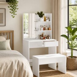 Compact Dressing Table with Mirror, Ideal for Everyday Use