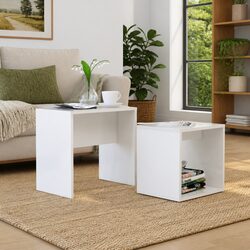 2-Piece Coffee Table Set in White