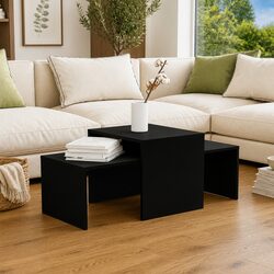 Concise Black Nesting Tables Set for Versatile Use